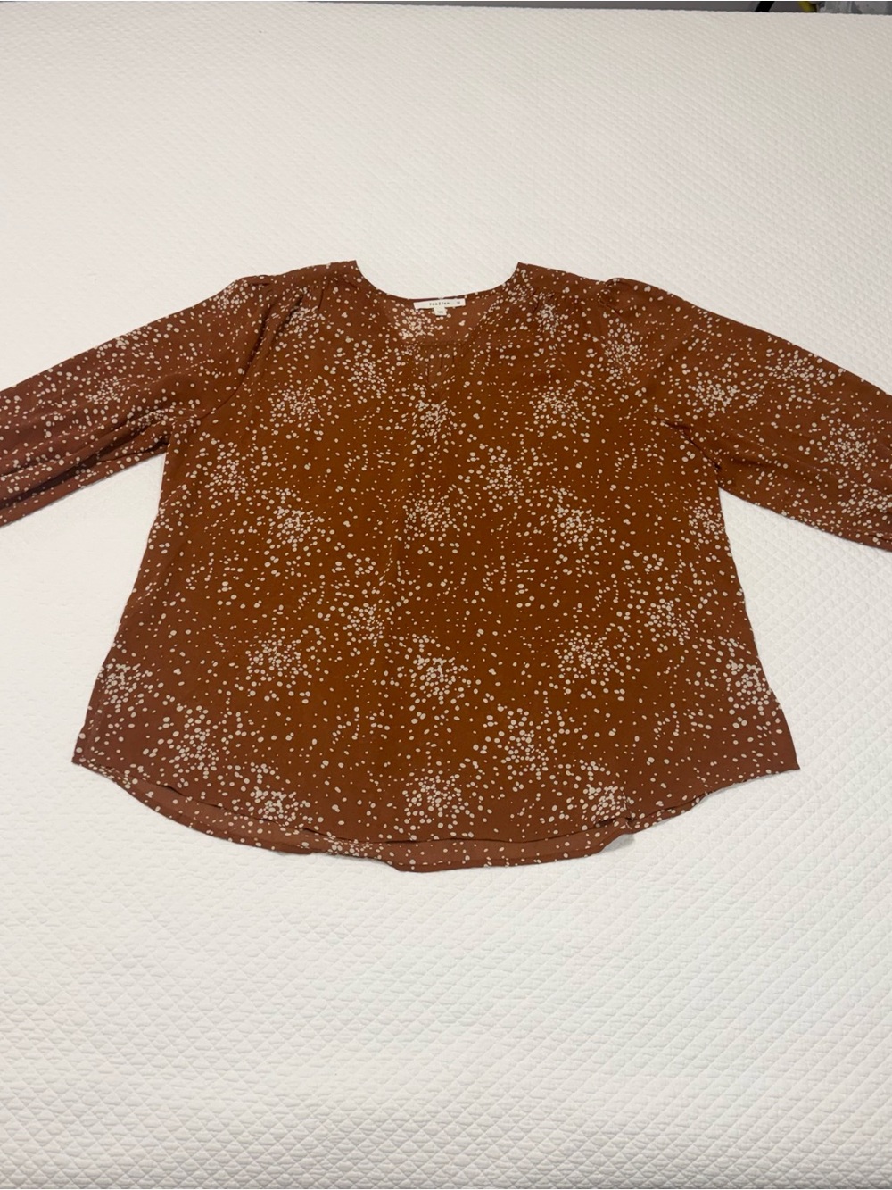 fun 2 fun Rust Brown Printed Long-Sleeve Blouse